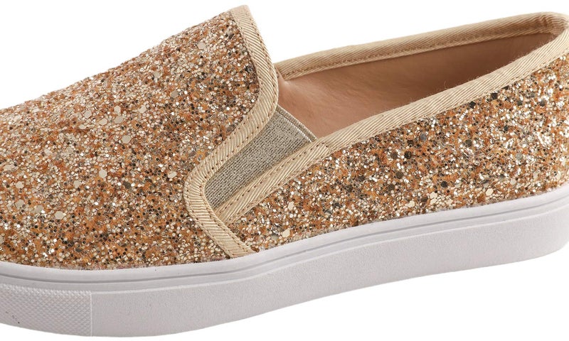 FEVERSOLE Women's Fashion Slip-On Sneaker Casual Flat Loafers Gold Size 9 M US - Image 4